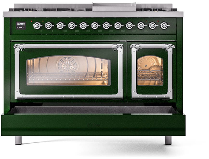 Ilve UN48FNMPEGC Emerald Green With Chrome Knobs, Natural Gas