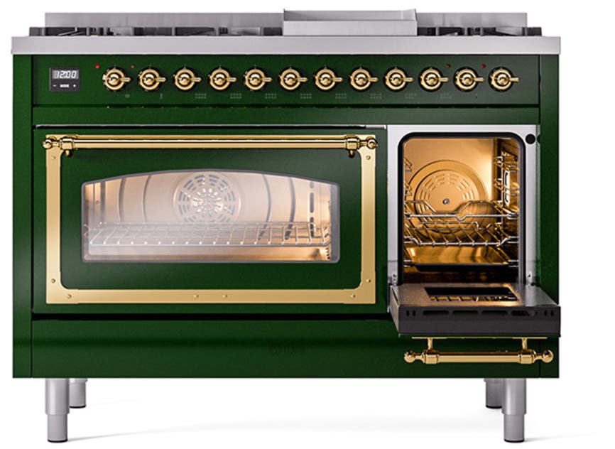 Ilve UN48FNMPEGG Emerald Green With Brass Knobs, Natural Gas