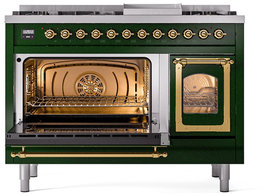 Ilve UN48FNMPEGGLP Emerald Green With Brass Knobs, Liquid Propane