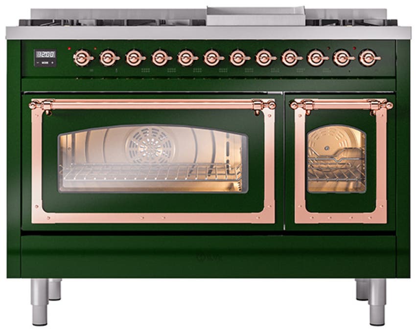 Ilve UN48FNMPEGPLP Emerald Green With Copper Knobs, Liquid Propane