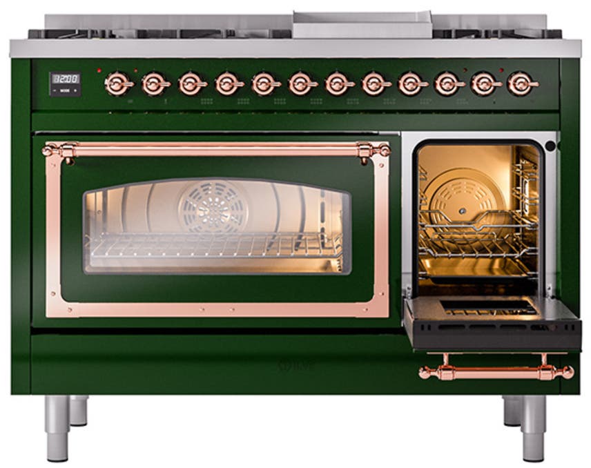 Ilve UN48FNMPEGPLP Emerald Green With Copper Knobs, Liquid Propane