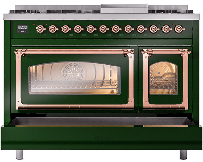 Ilve UN48FNMPEGPLP Emerald Green With Copper Knobs, Liquid Propane