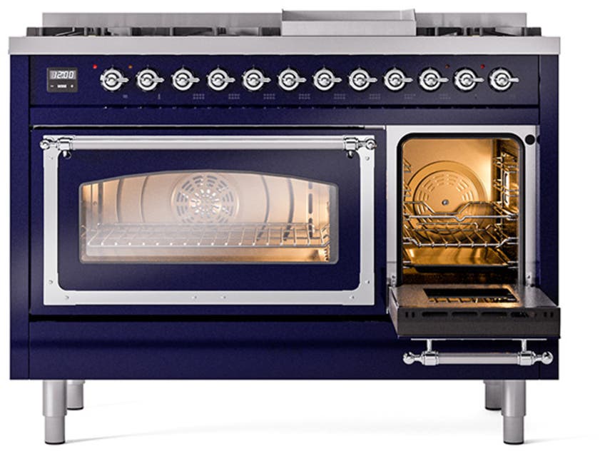 Ilve UN48FNMPMBCLP Midnight Blue With Chrome Knobs, Liquid Propane