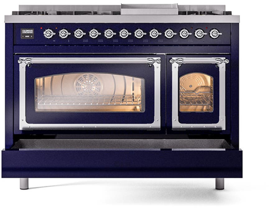 Ilve UN48FNMPMBCLP Midnight Blue With Chrome Knobs, Liquid Propane