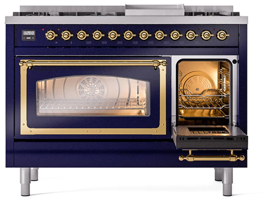 Ilve UN48FNMPMBG Midnight Blue With Brass Knobs, Natural Gas