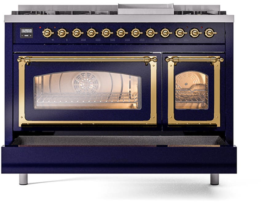 Ilve UN48FNMPMBG Midnight Blue With Brass Knobs, Natural Gas