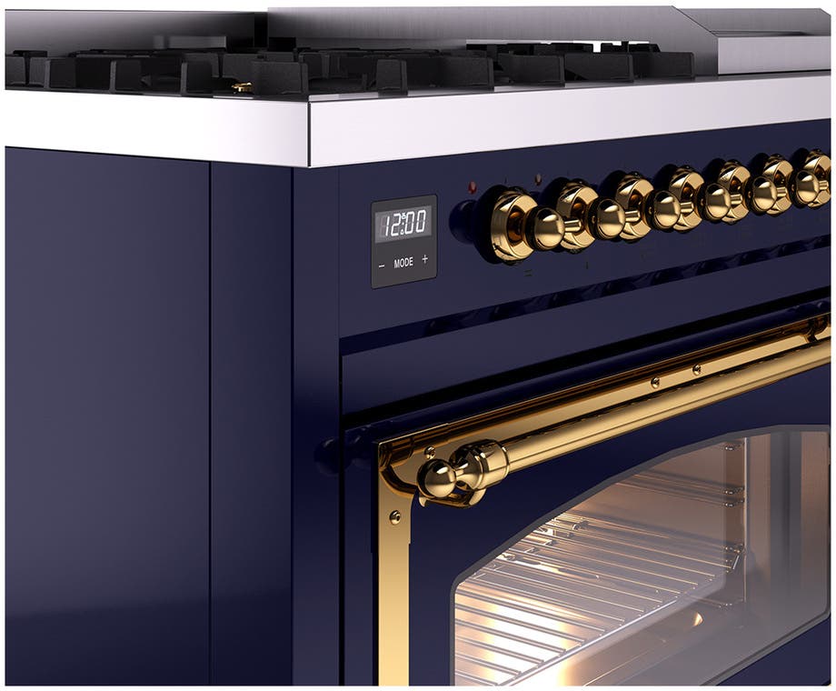 Ilve UN48FNMPMBG Midnight Blue With Brass Knobs, Natural Gas