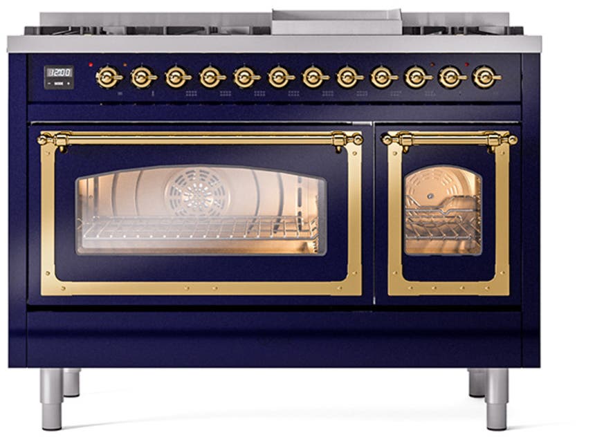 Ilve UN48FNMPMBGLP Midnight Blue With Brass Knobs, Liquid Propane