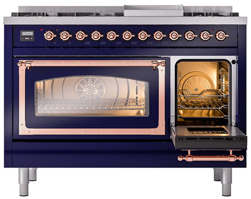 Ilve UN48FNMPMBPLP Midnight Blue With Copper Knobs, Liquid Propane