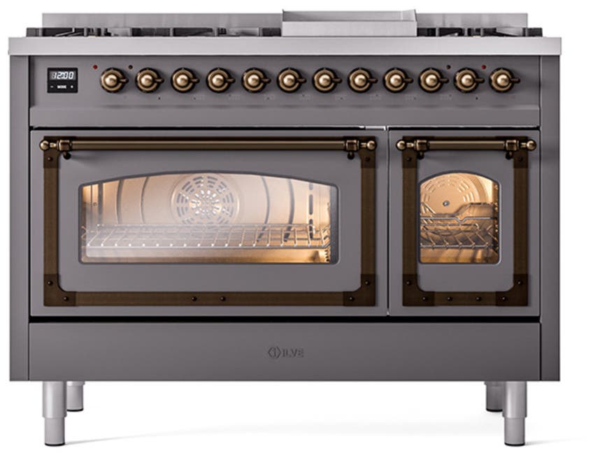 Ilve UN48FNMPMGBLP Graphite Matte With Bronze Knobs, Liquid Propane