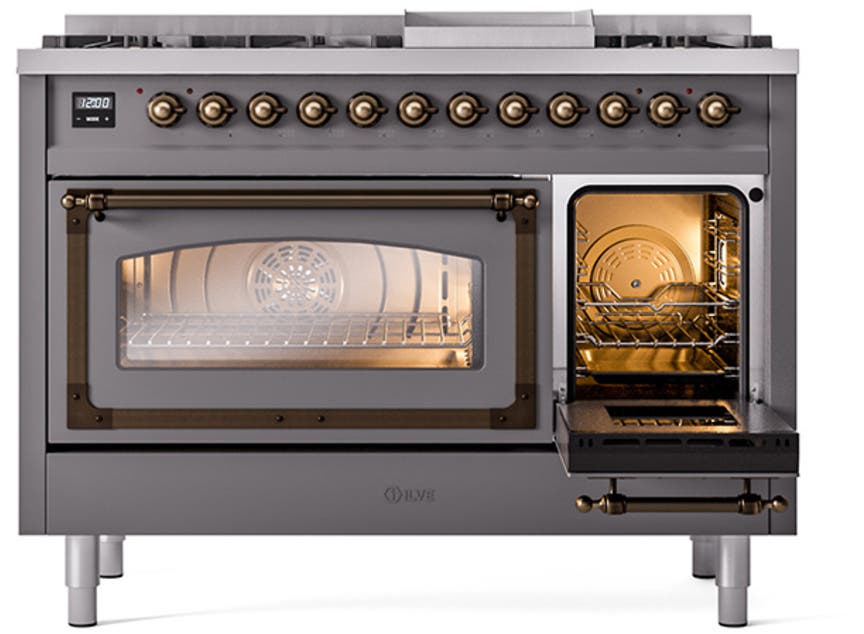 Ilve UN48FNMPMGBLP Graphite Matte With Bronze Knobs, Liquid Propane