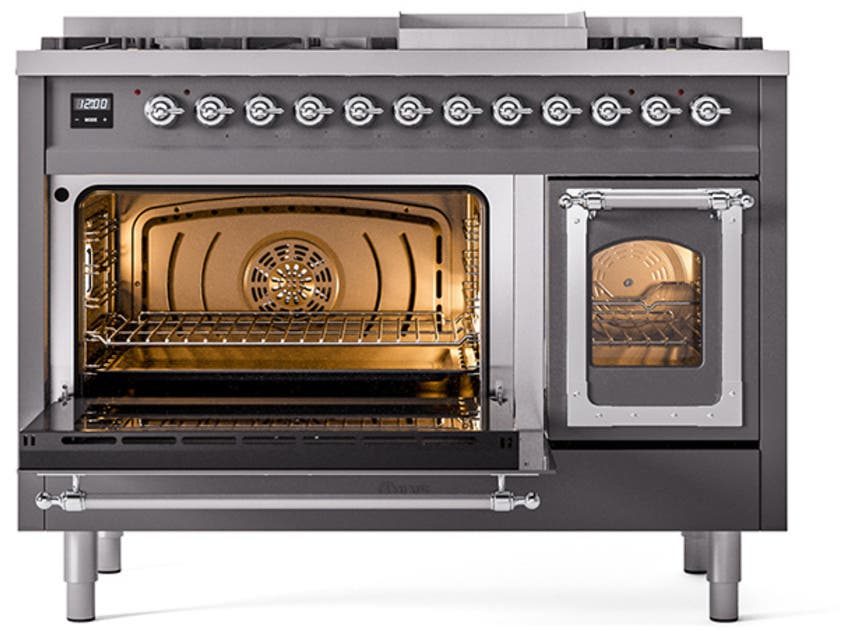 Ilve UN48FNMPMGC Graphite Matte With Chrome Knobs, Natural Gas