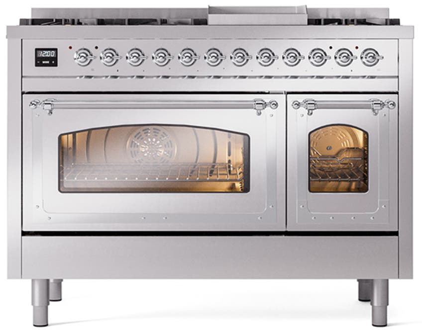 Ilve UN48FNMPSSC Stainless Steel With Chrome Knobs, Natural Gas