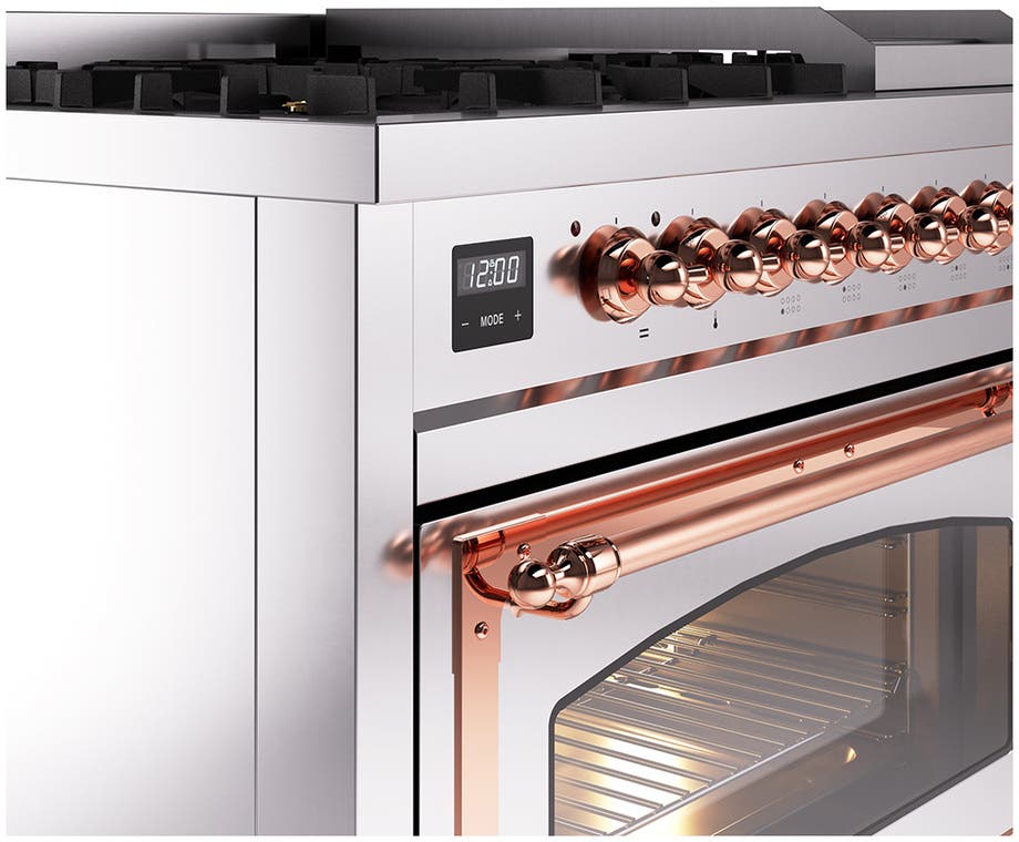 Ilve UN48FNMPSSPLP Stainless Steel With Copper Knobs, Liquid Propane
