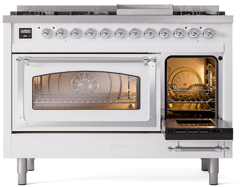 Ilve UN48FNMPWHCLP White With Chrome Knobs, Liquid Propane