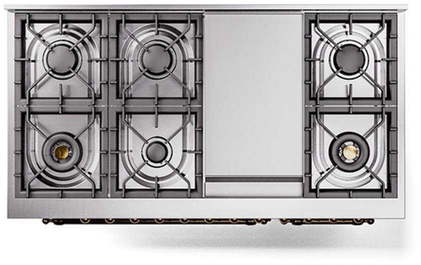 Ilve UN48FQNMPBKBLP Glossy Black With Bronze Knobs, Liquid Propane