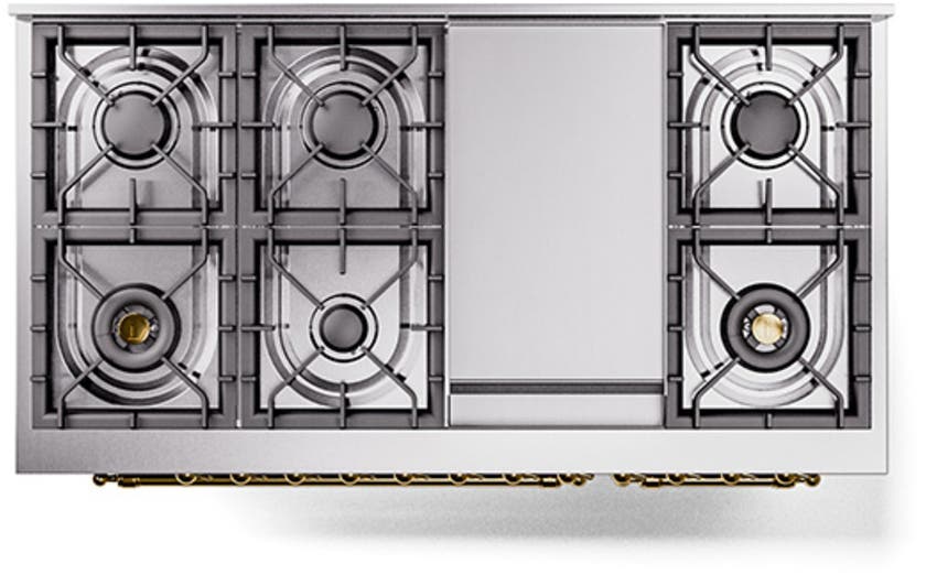 Ilve UN48FQNMPBUGLP Burgundy With Brass Knobs, Liquid Propane