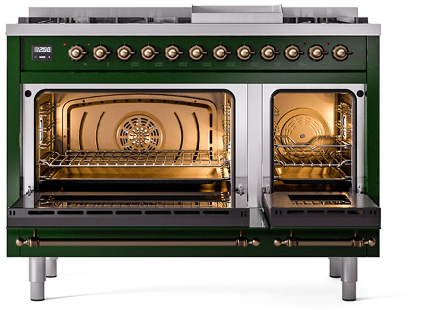 Ilve UN48FQNMPEGB Emerald Green With Bronze Knobs, Natural Gas