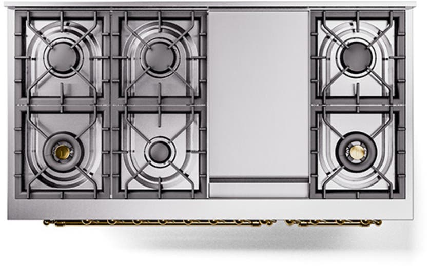 Ilve UN48FQNMPMBGLP Midnight Blue With Brass Knobs, Liquid Propane