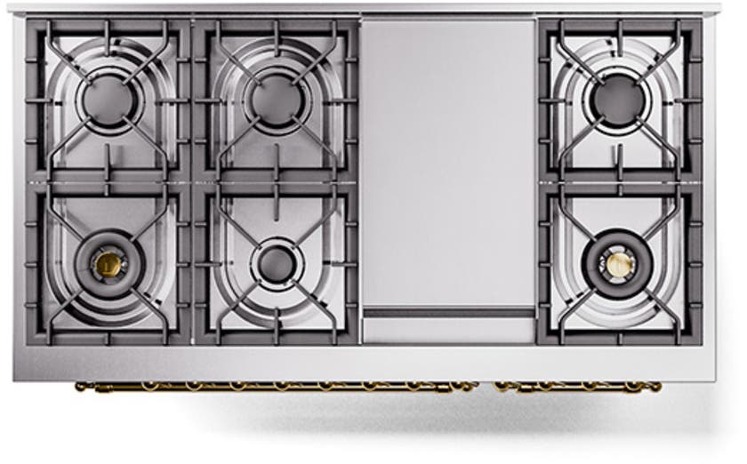 Ilve UN48FQNMPMGG Graphite Matte With Brass Knobs, Natural Gas