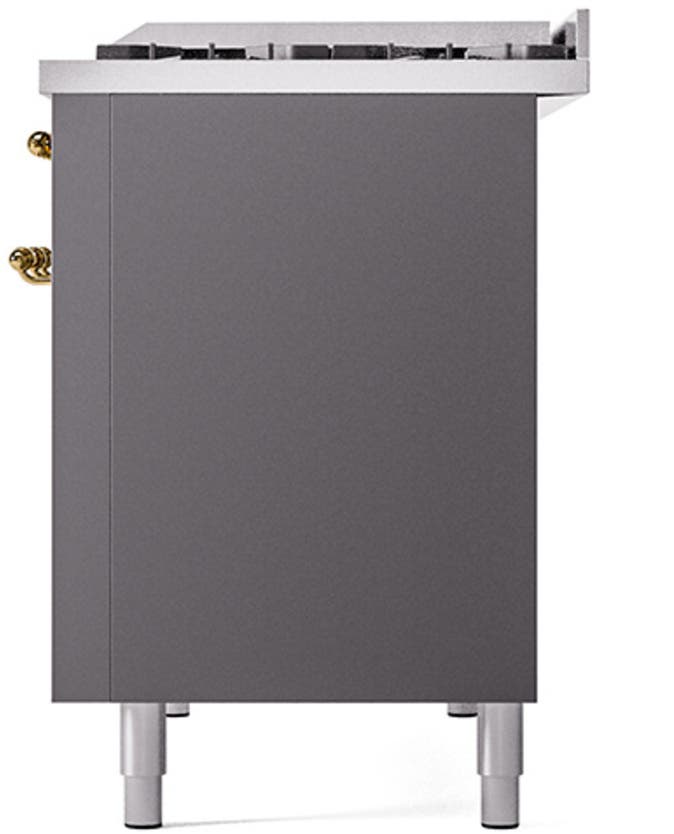 Ilve UN48FQNMPMGGLP Graphite Matte With Brass Knobs, Liquid Propane