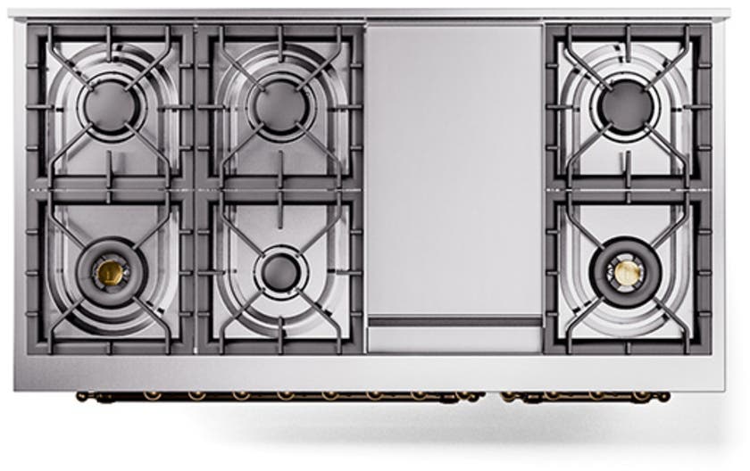 Ilve UN48FQNMPSSBLP Stainless Steel With Bronze Knobs, Liquid Propane