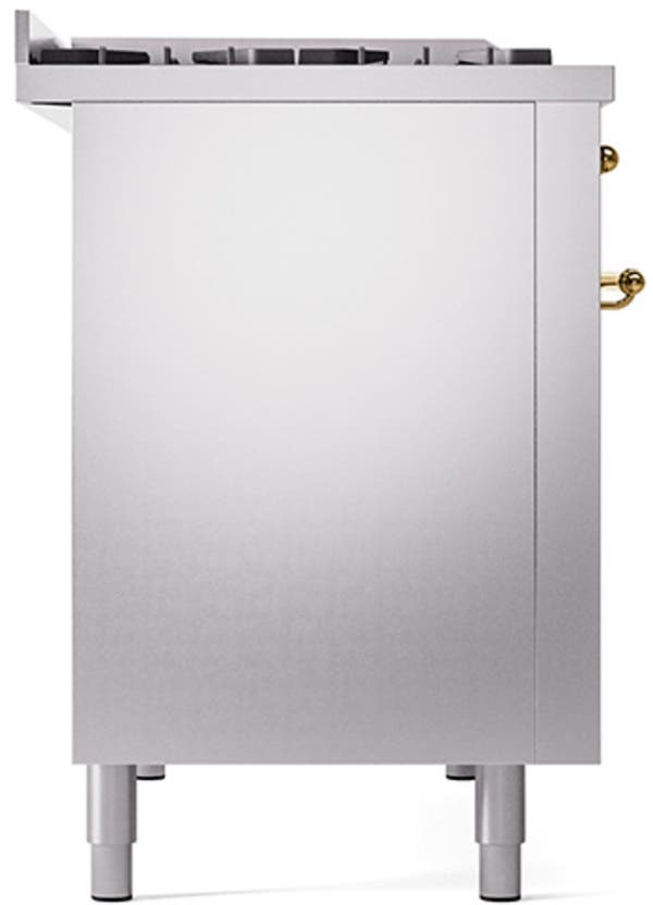 Ilve UN48FQNMPSSGLP Stainless Steel With Brass Knobs, Liquid Propane