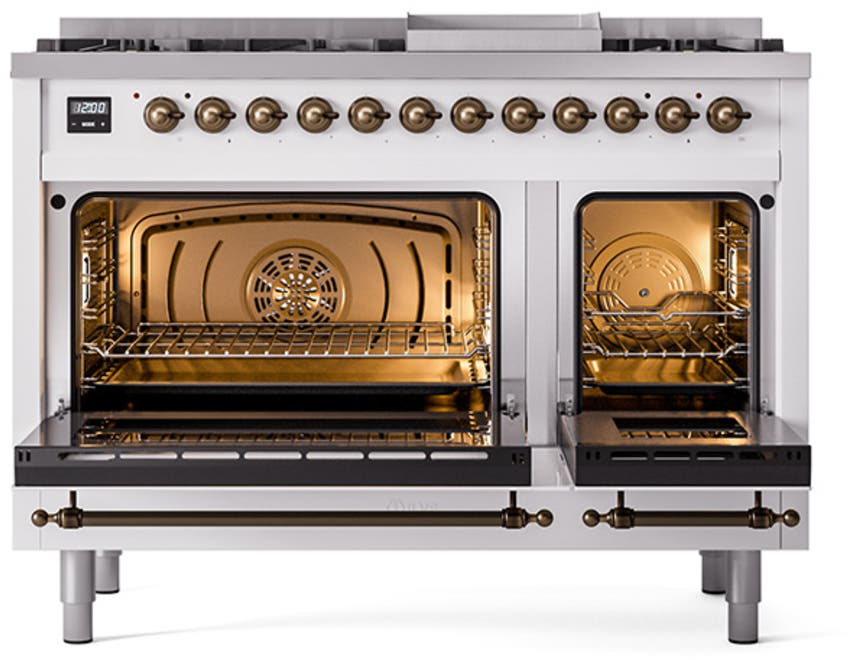 Ilve UN48FQNMPWHB White With Bronze Knobs, Natural Gas