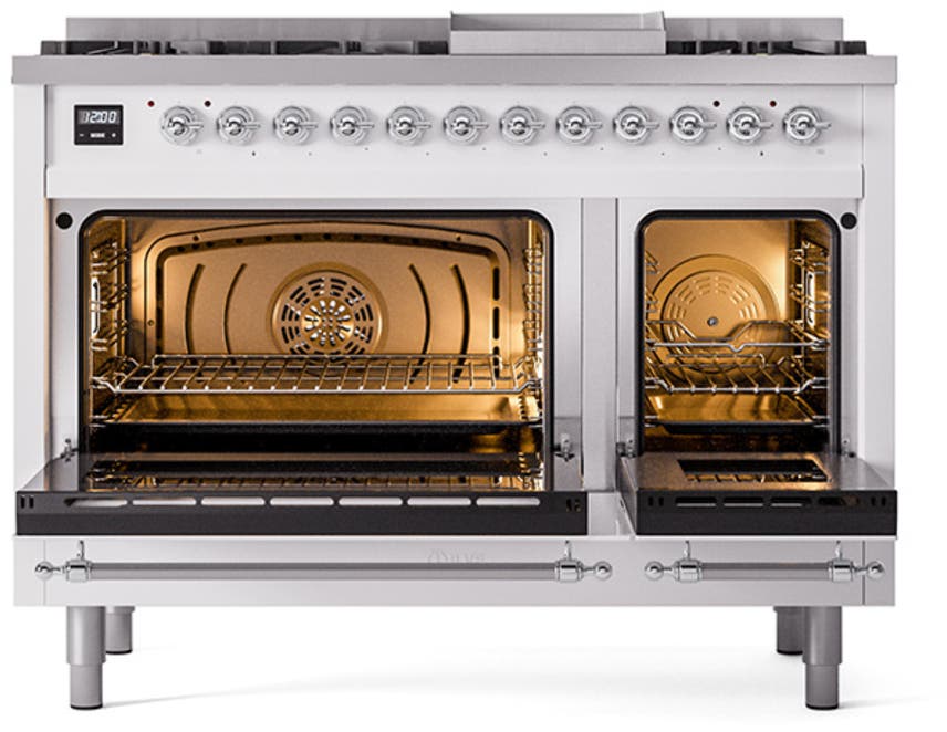 Ilve UN48FQNMPWHCLP White With Chrome Knobs, Liquid Propane