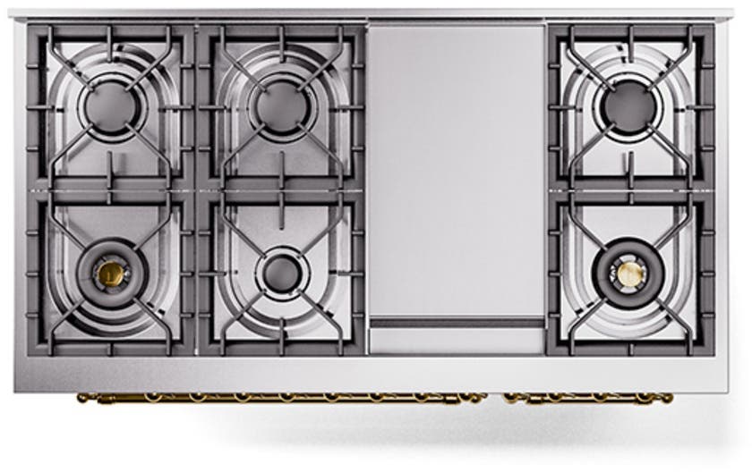 Ilve UN48FQNMPWHGLP White With Brass Knobs, Liquid Propane
