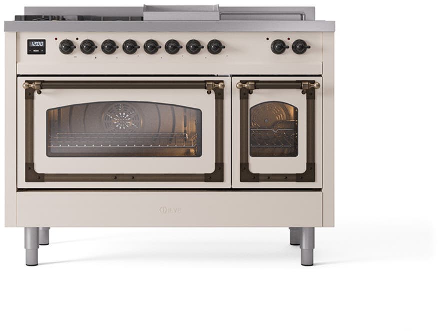 Ilve UN48FSNMPAWBLP Antique White With Bronze Knobs, Liquid Propane