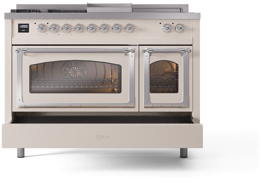Ilve UN48FSNMPAWC Antique White With Chrome Knobs, Natural Gas