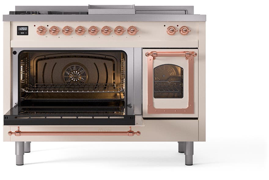 Ilve UN48FSNMPAWPLP Antique White With Copper Knobs, Liquid Propane