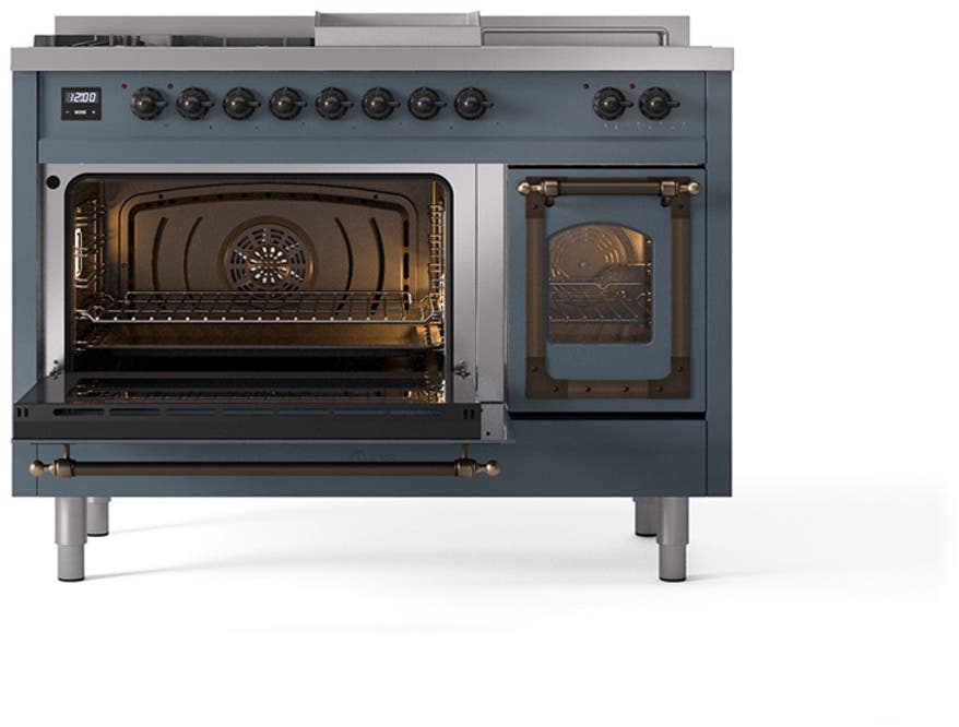 Ilve UN48FSNMPBGBLP Blue Grey With Bronze Knobs, Liquid Propane