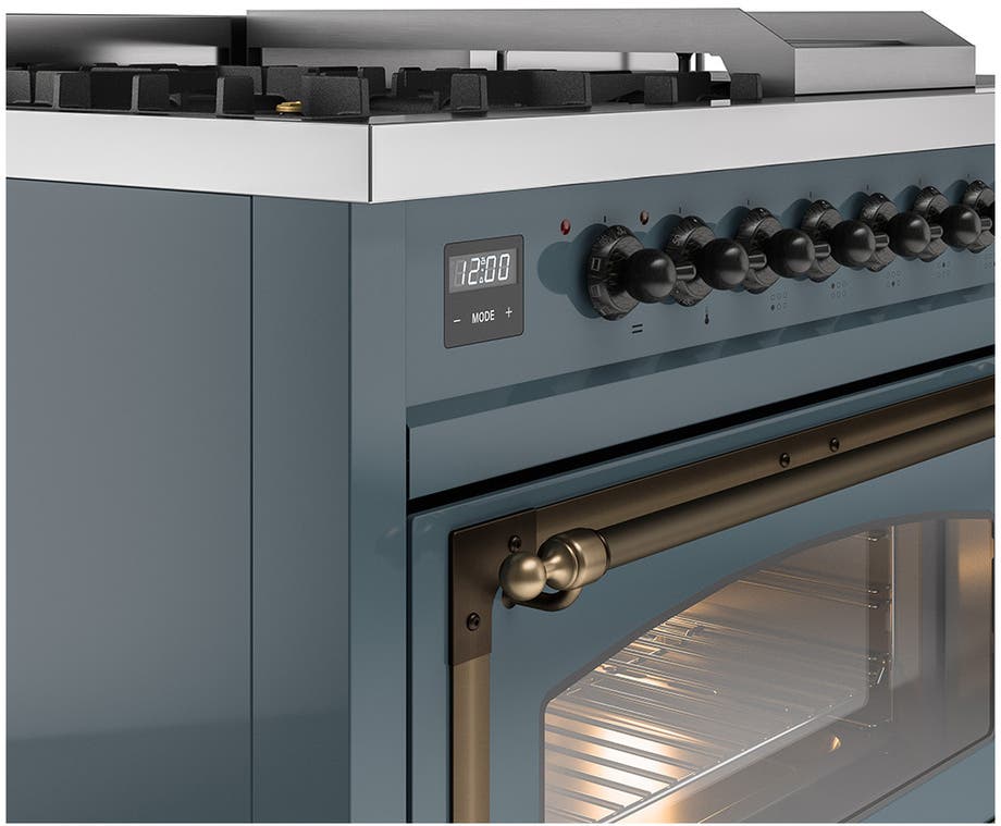 Ilve UN48FSNMPBGBLP Blue Grey With Bronze Knobs, Liquid Propane