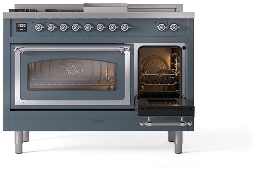 Ilve UN48FSNMPBGC Blue Grey With Chrome Knobs, Natural Gas