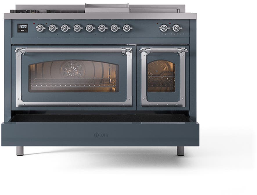 Ilve UN48FSNMPBGC Blue Grey With Chrome Knobs, Natural Gas