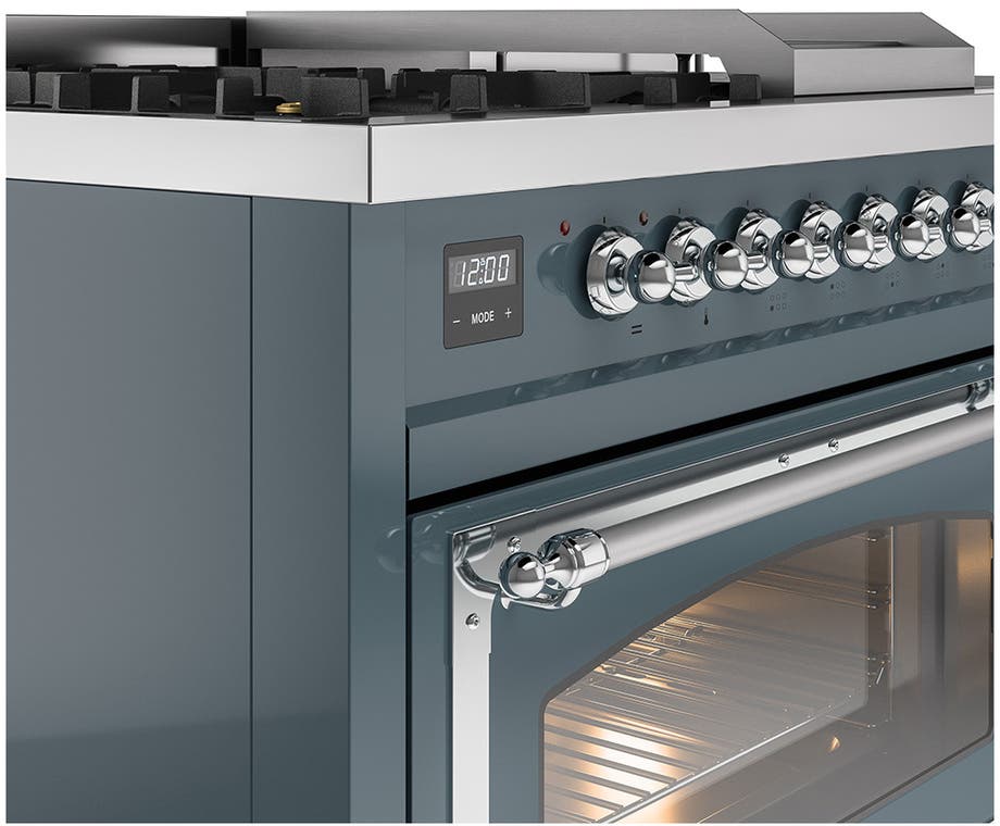 Ilve UN48FSNMPBGC Blue Grey With Chrome Knobs, Natural Gas