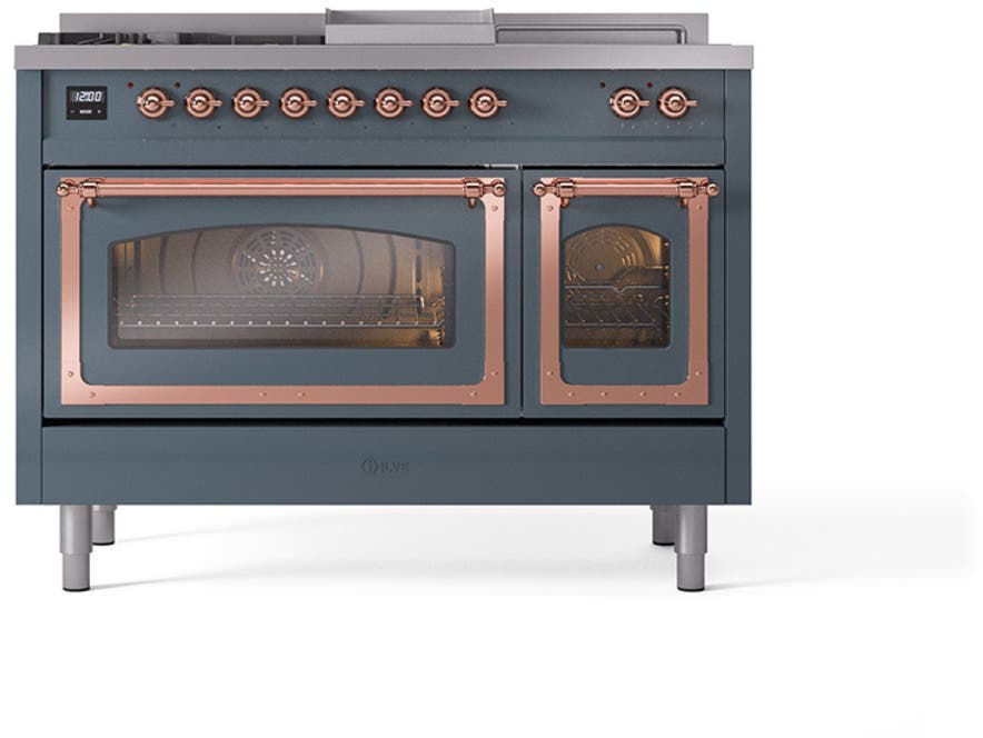 Ilve UN48FSNMPBGPLP Blue Grey With Copper Knobs, Liquid Propane