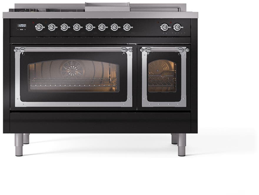 Ilve UN48FSNMPBKCLP Glossy Black With Chrome Knobs, Liquid Propane