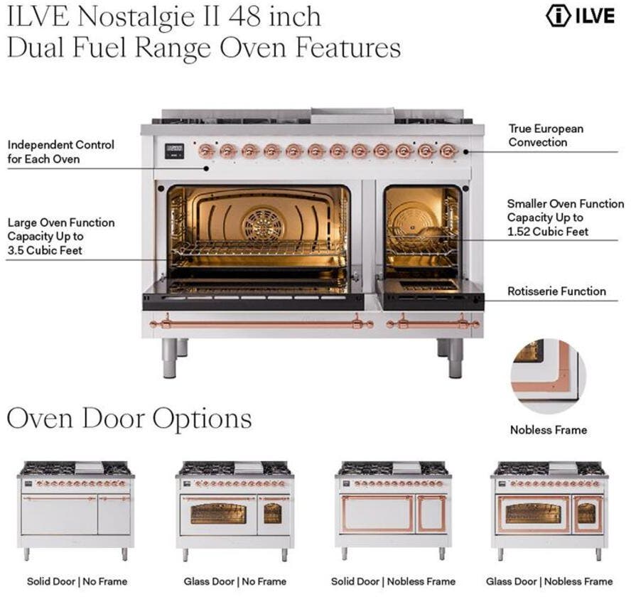 Ilve UN48FSNMPBUBLP Burgundy With Bronze Knobs, Liquid Propane