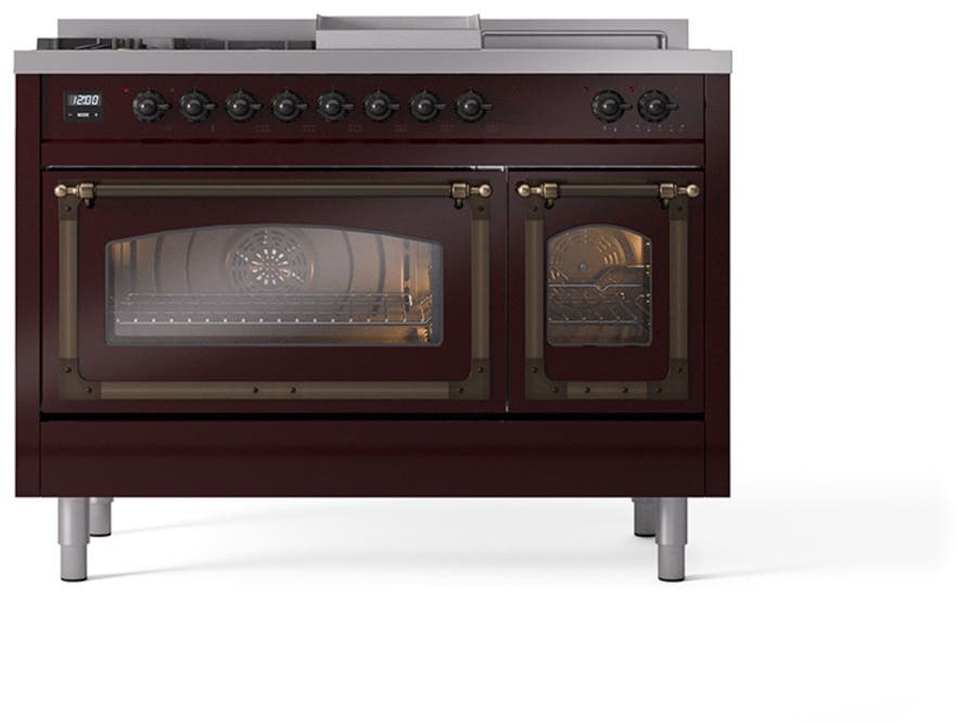 Ilve UN48FSNMPBUBLP Burgundy With Bronze Knobs, Liquid Propane