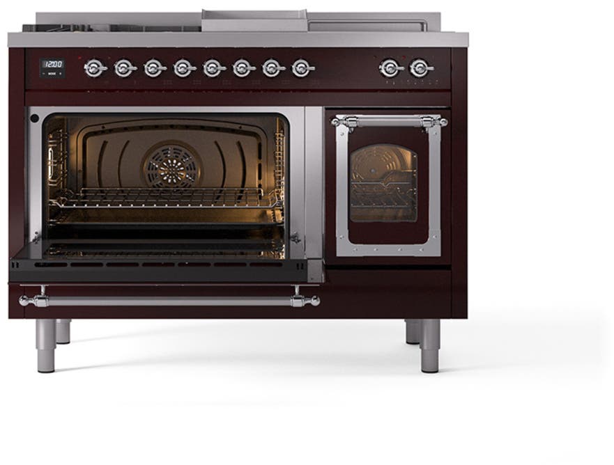 Ilve UN48FSNMPBUC Burgundy With Chrome Knobs, Natural Gas