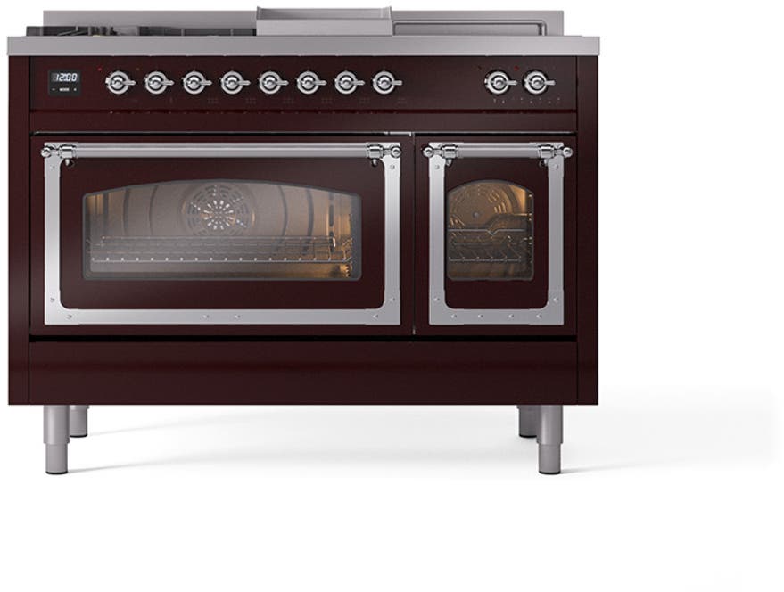 Ilve UN48FSNMPBUCLP Burgundy With Chrome Knobs, Liquid Propane
