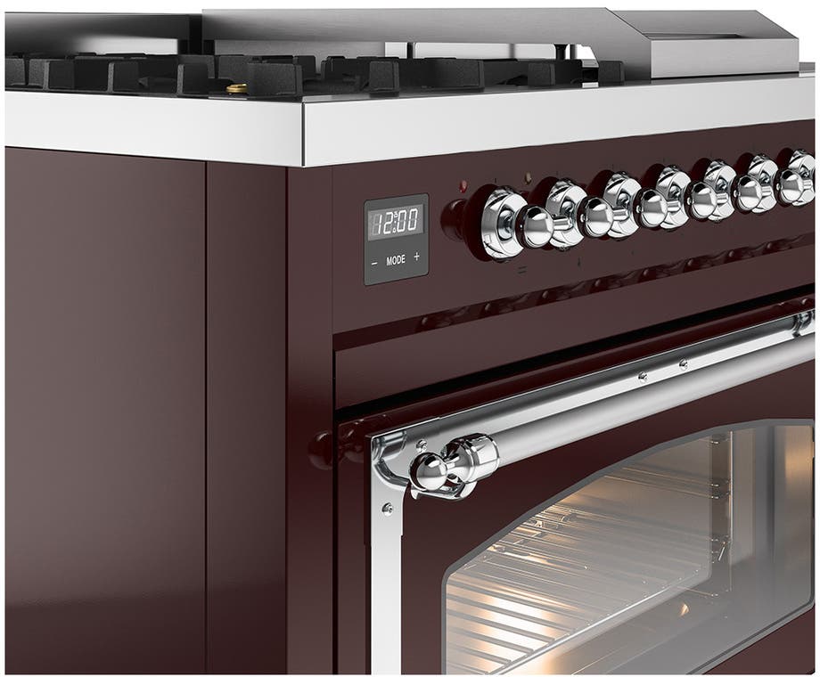 Ilve UN48FSNMPBUCLP Burgundy With Chrome Knobs, Liquid Propane