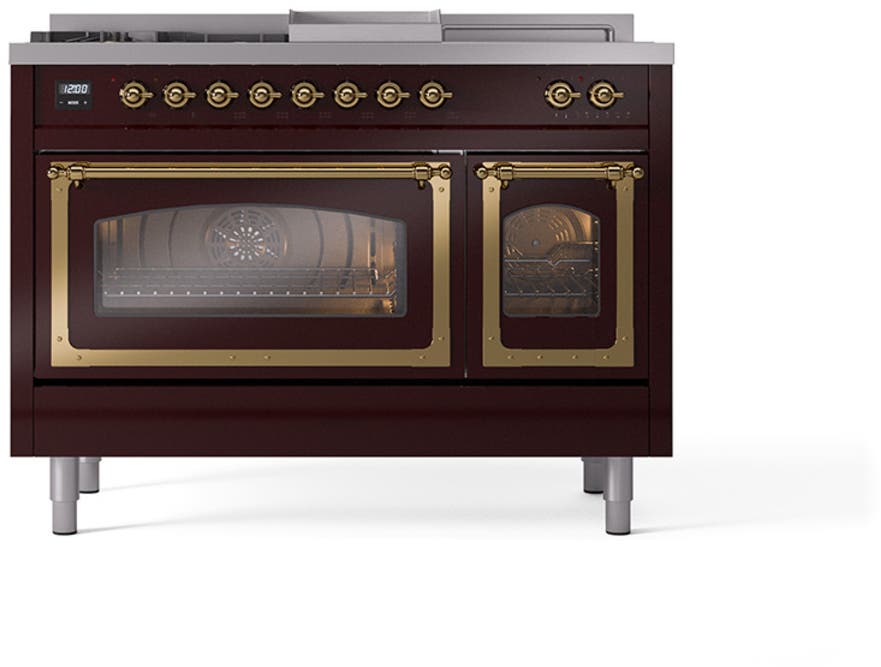 Ilve UN48FSNMPBUG Burgundy With Brass Knobs, Natural Gas