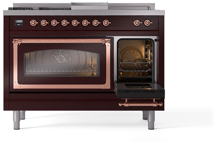 Ilve UN48FSNMPBUPLP Burgundy With Copper Knobs, Liquid Propane