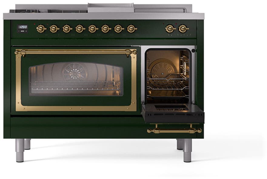 Ilve UN48FSNMPEGGLP Emerald Green With Brass Knobs, Liquid Propane