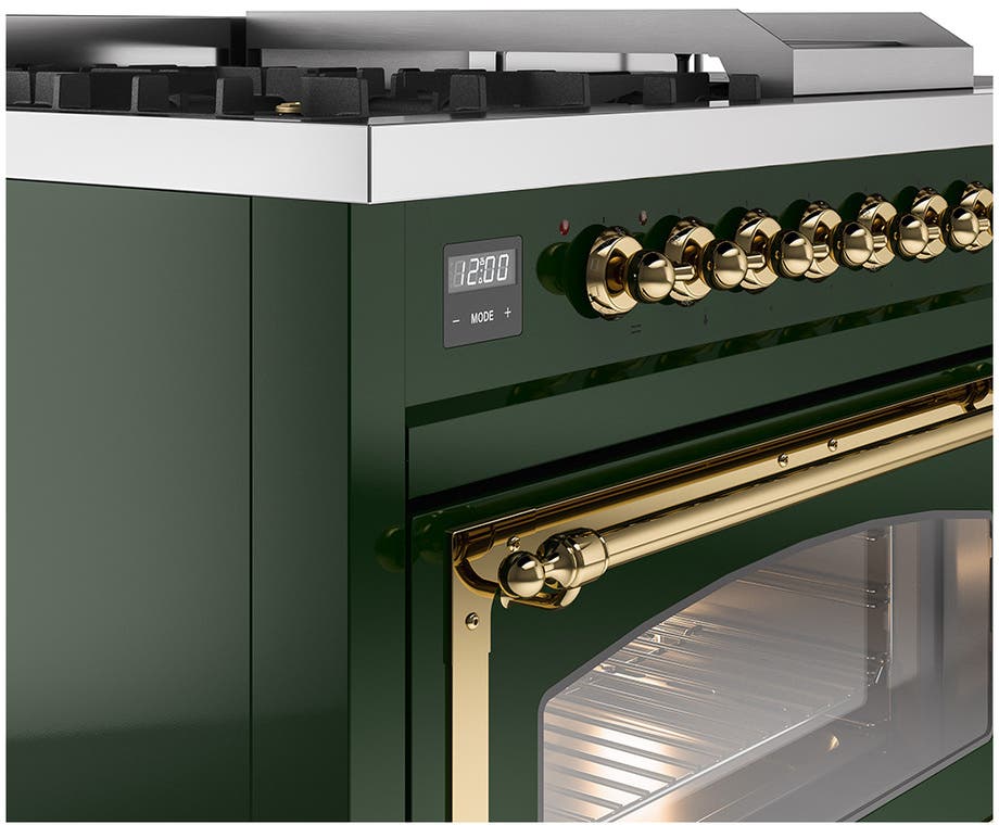 Ilve UN48FSNMPEGGLP Emerald Green With Brass Knobs, Liquid Propane