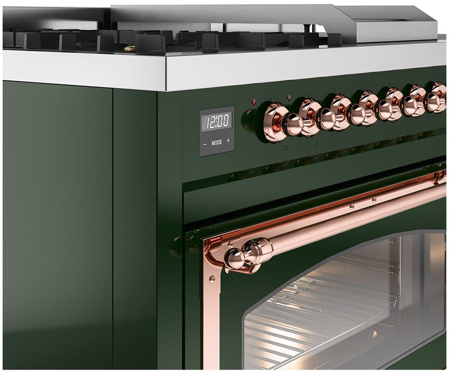Ilve UN48FSNMPEGP Emerald Green With Copper Knobs, Natural Gas